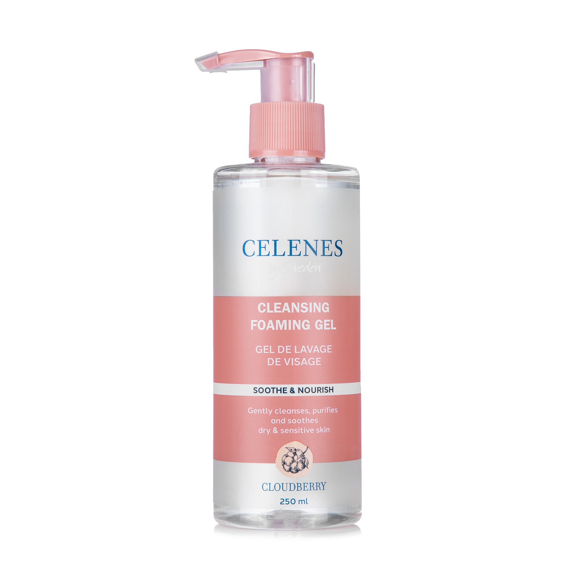 Гель-пінка для вмивання Celenes Cloudberry з морошкою, для сухої та чутливої шкіри, 250 мл